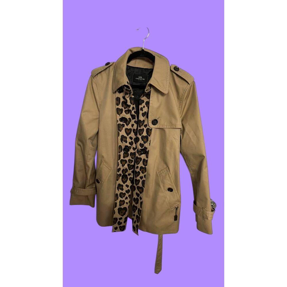 Coach Women's Trench Coat Size Large Leopard Print